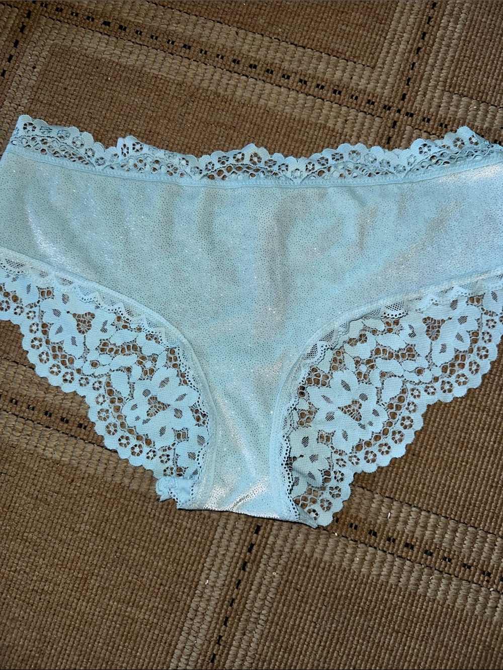 NWT Victoria's Secret Body By Victoria Blue Lace Hipster with Velvet sparkle